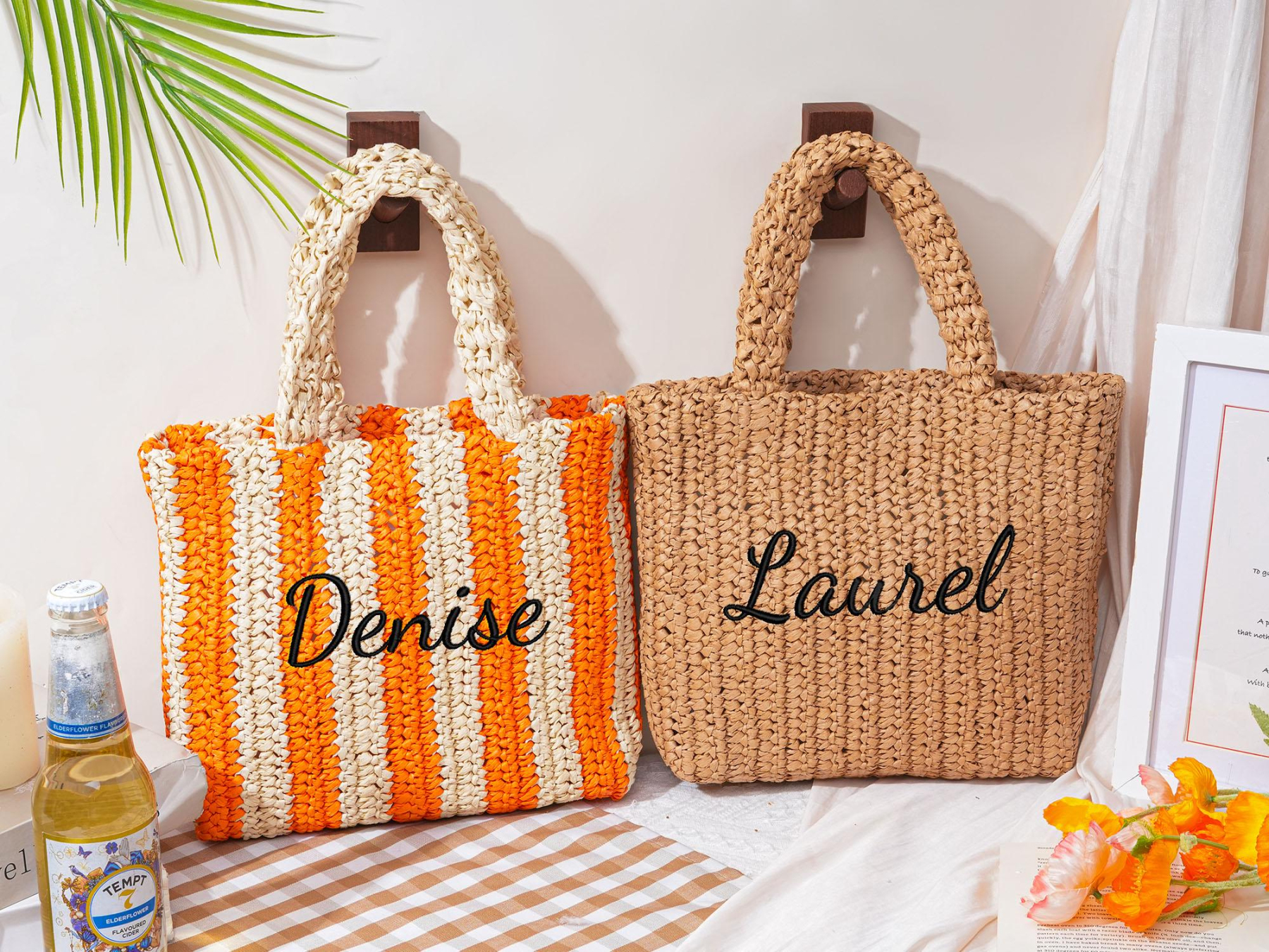 Personalized Embroidery Name Beach Straw Bag