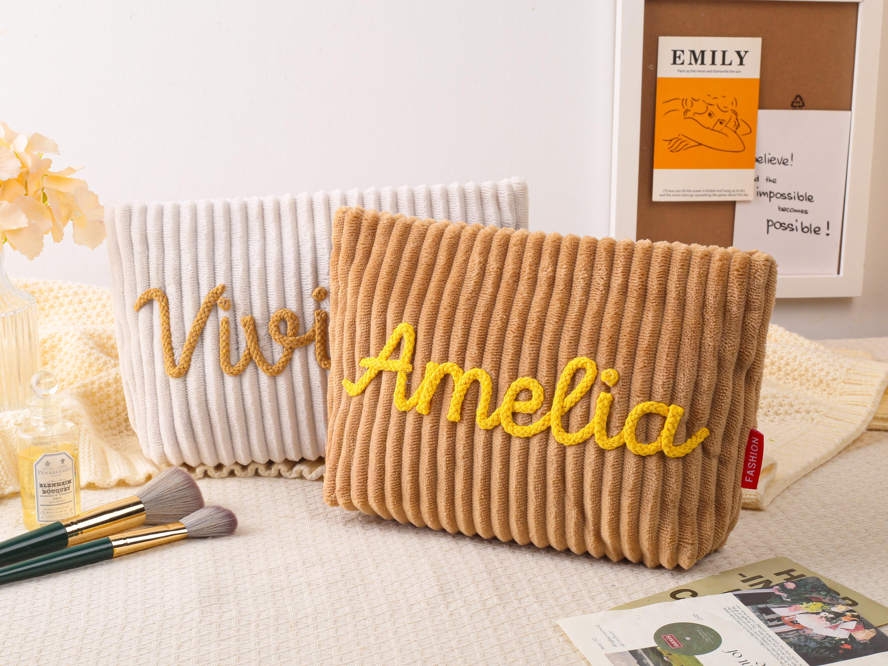 Personalized Name Corduroy Makeup Bag