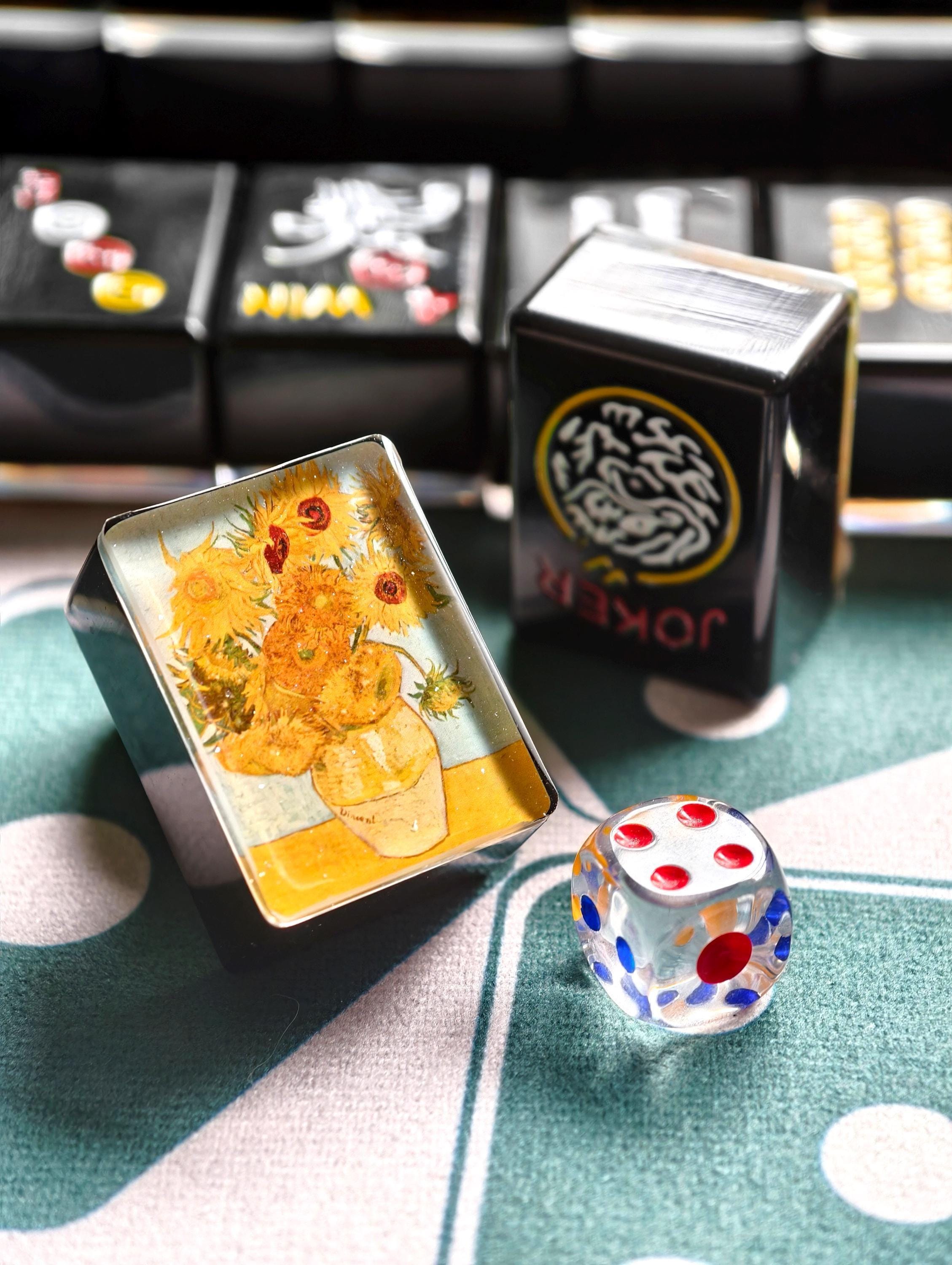 Custom Sunflowers Handcrafted Resin Mahjong Tiles