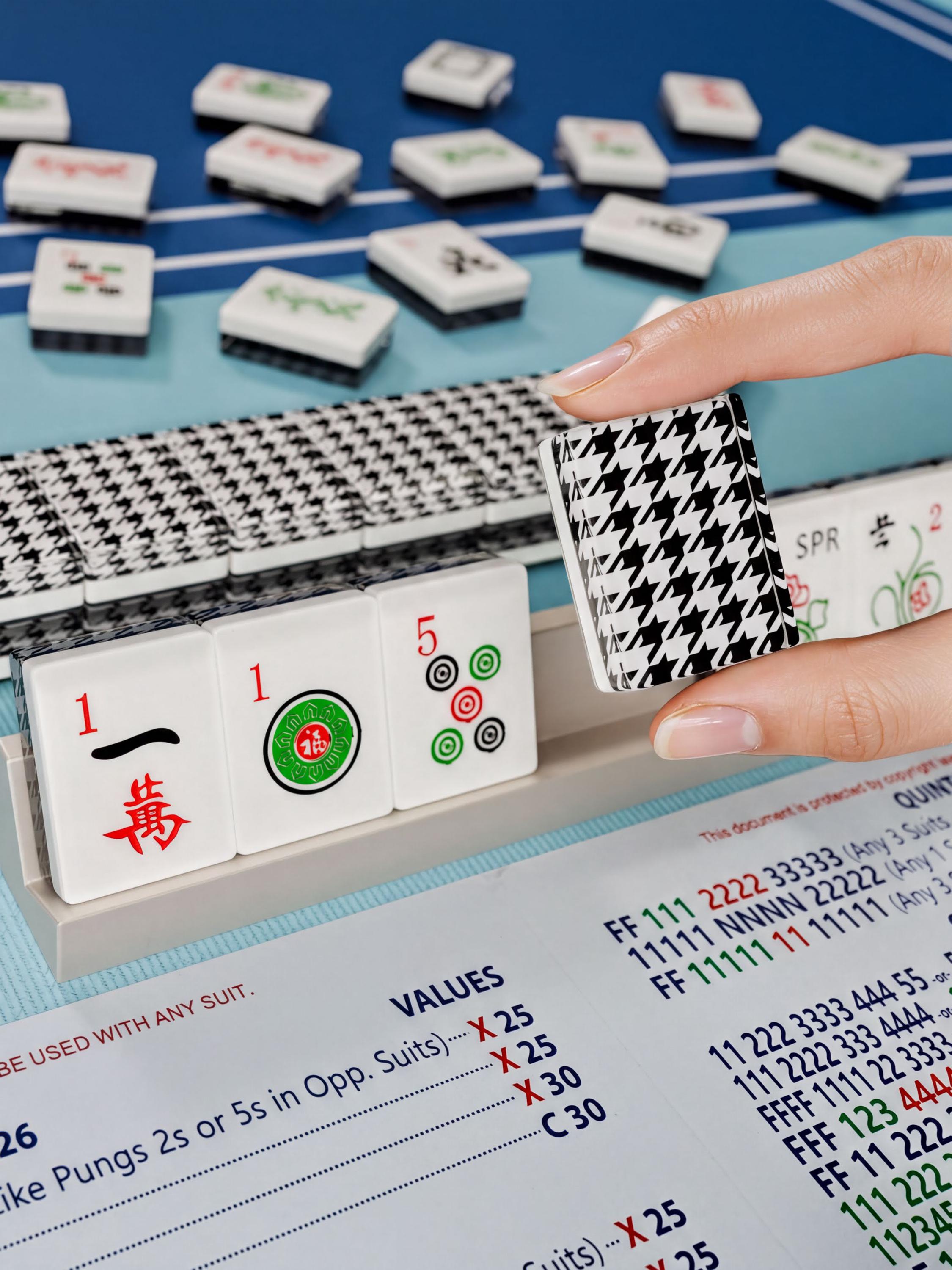 Houndstooth Handcrafted Resin Mahjong Tiles