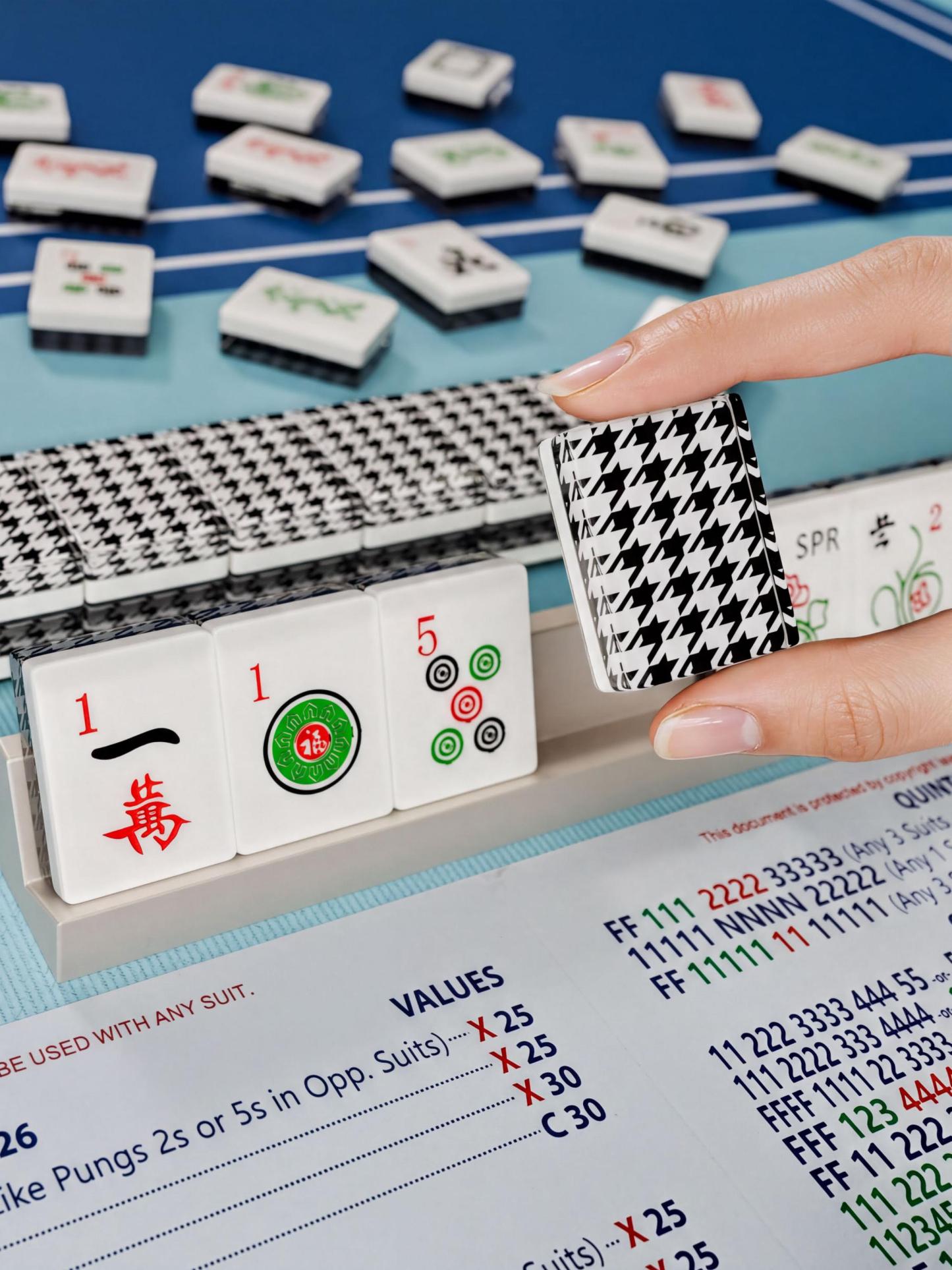 Houndstooth Handcrafted Resin Mahjong Tiles
