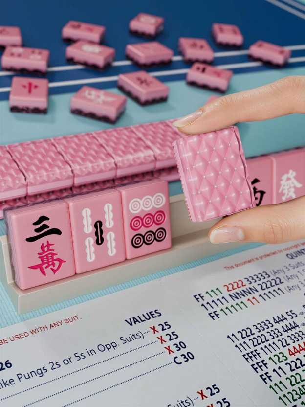 Pink Pearl Quilted Argyle Handcrafted Resin Mahjong Tiles