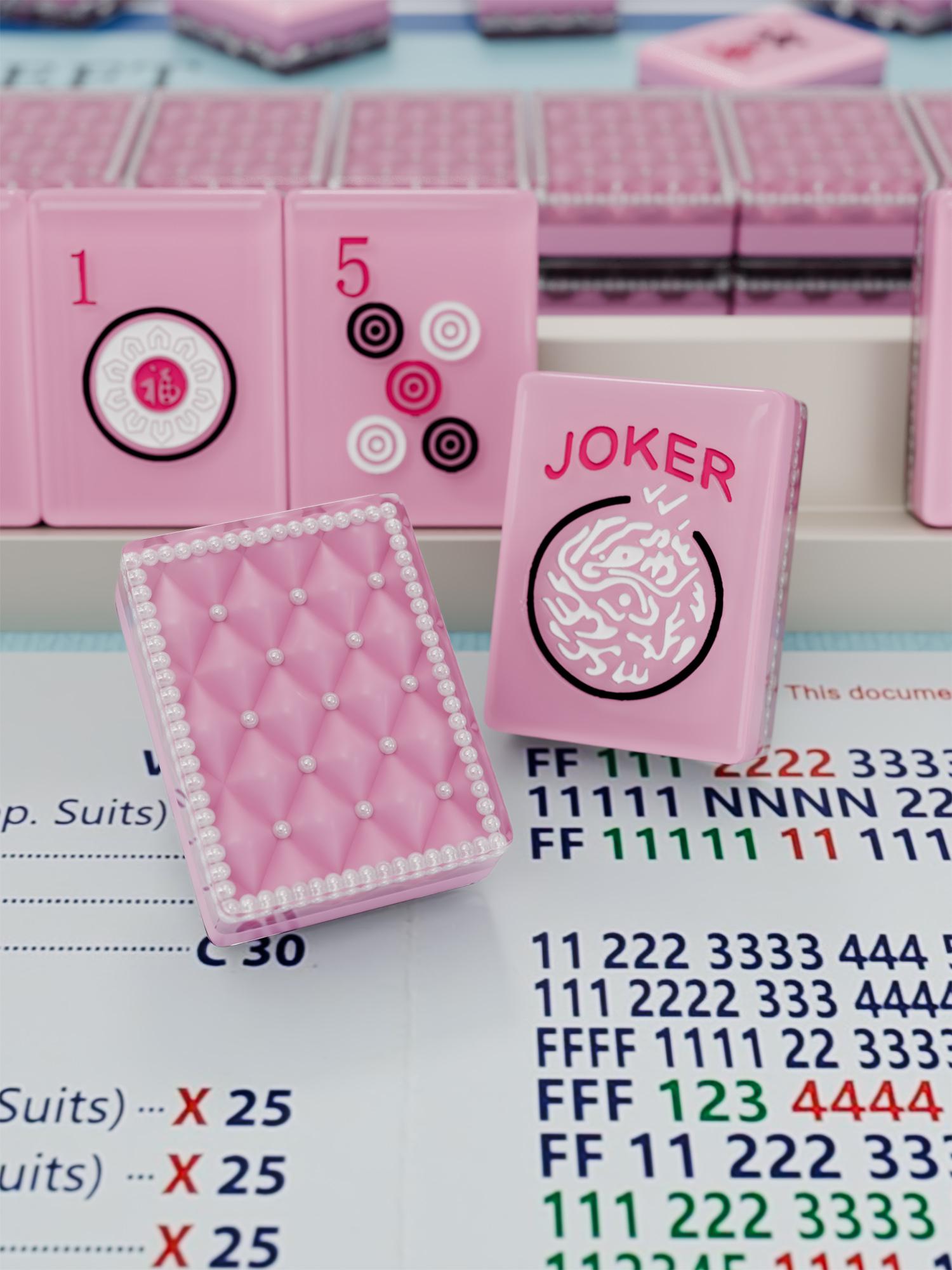 Blush Pearl Quilted Handcrafted Resin Mahjong Tiles