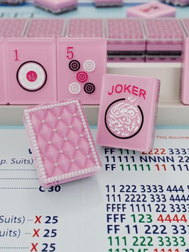 Blush Pearl Quilted Handcrafted Resin Mahjong Tiles