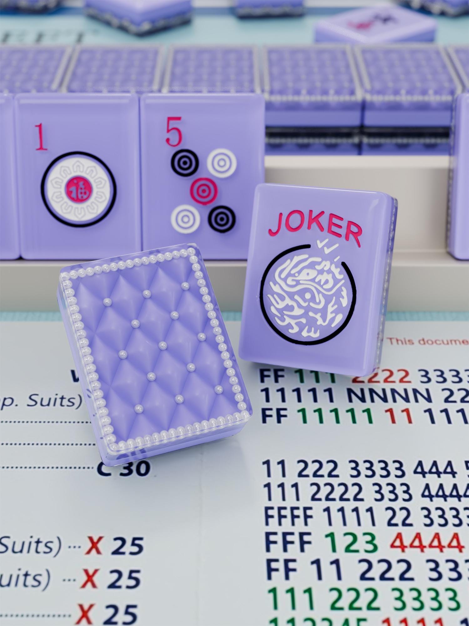 Lavender Pearl Quilted Handcrafted Resin Mahjong Tiles