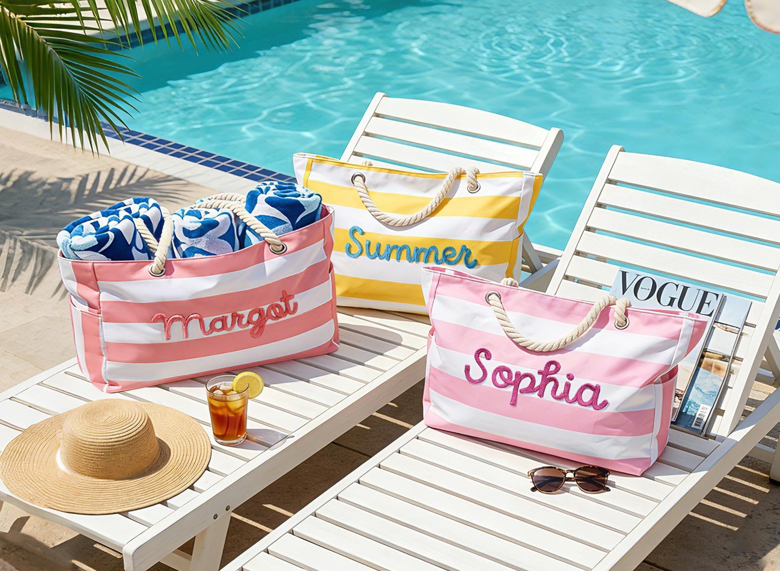 Personalized Beach Tote Bag with Zipper