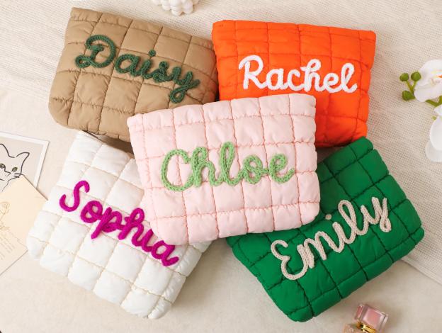 Personalized Quilted Nylon Makeup Bag