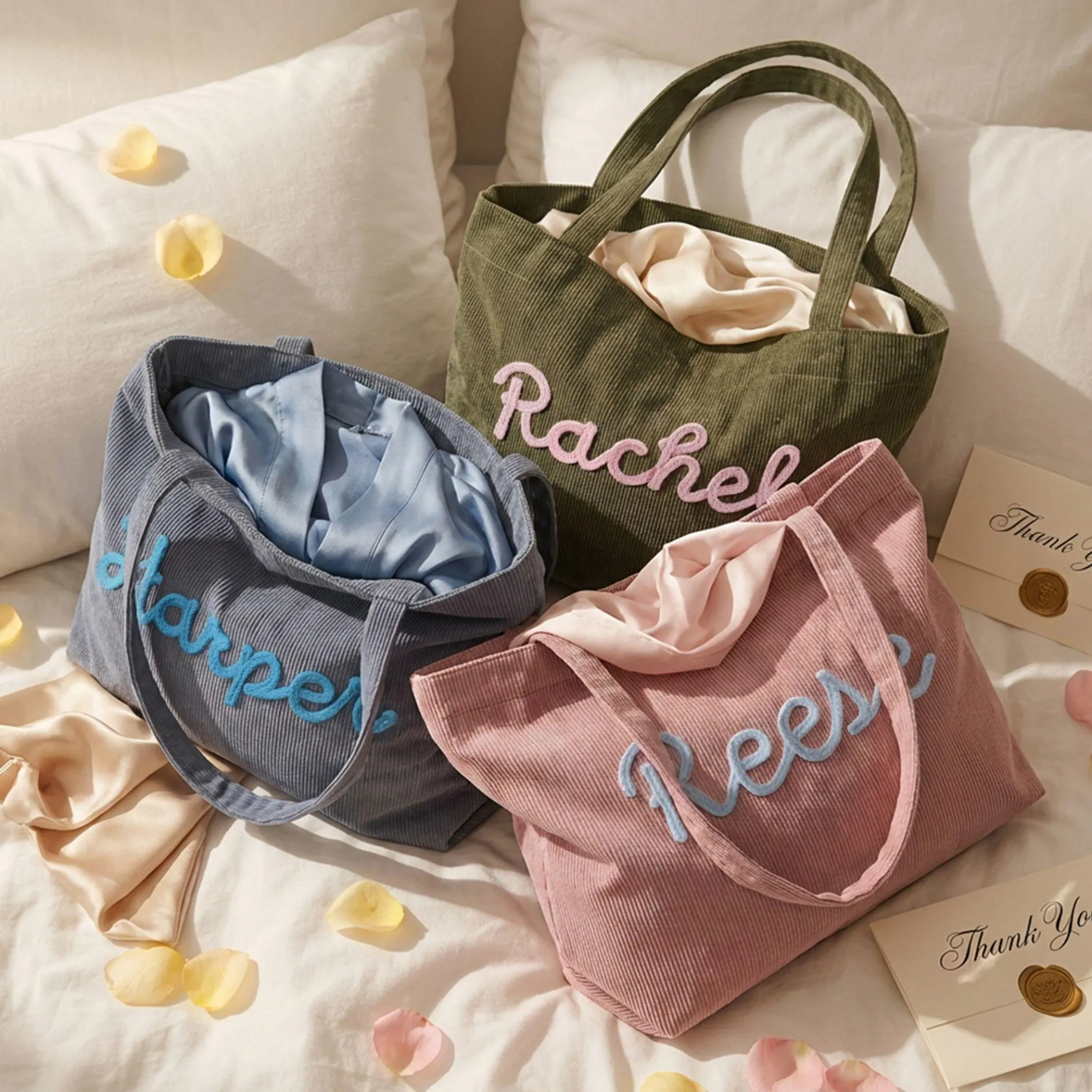 Custom Corduroy Tote Bag with Zipper