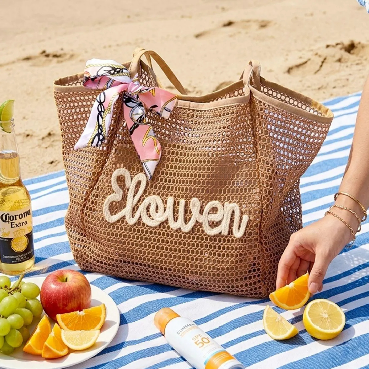 Custom Beach Bag Personalized Mesh Tote Bag
