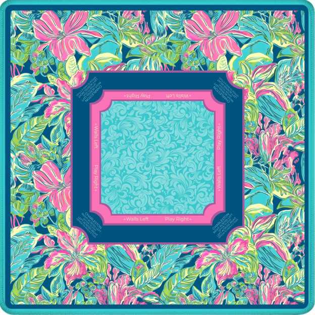 Preppy Teal Hibiscus Mahjong Mat