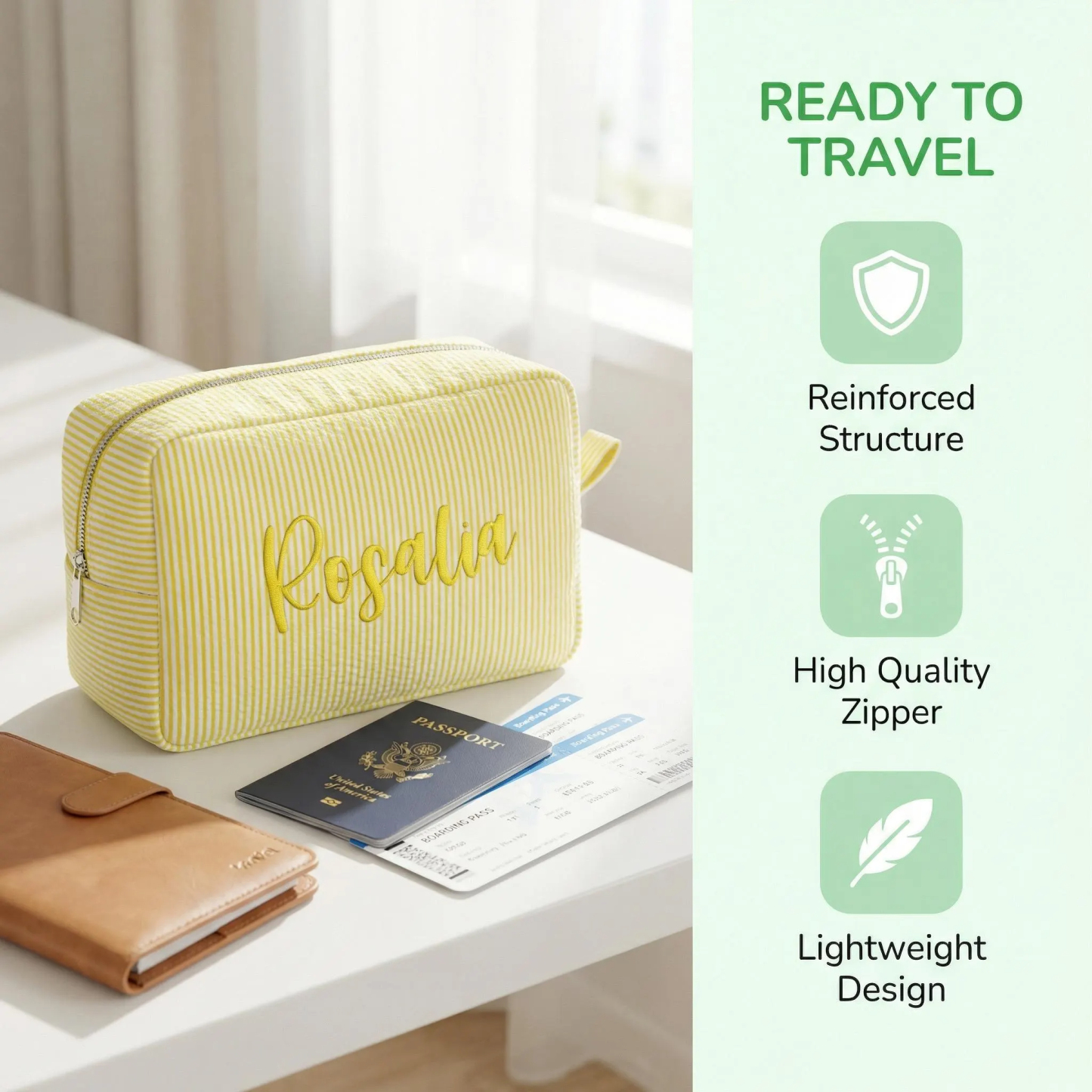 Personalized Embroidered Makeup Bag with Name