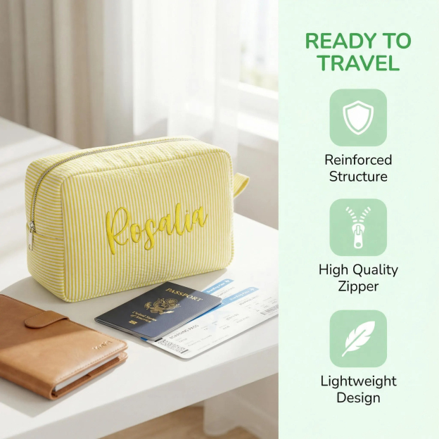 Personalized Embroidered Makeup Bag with Name