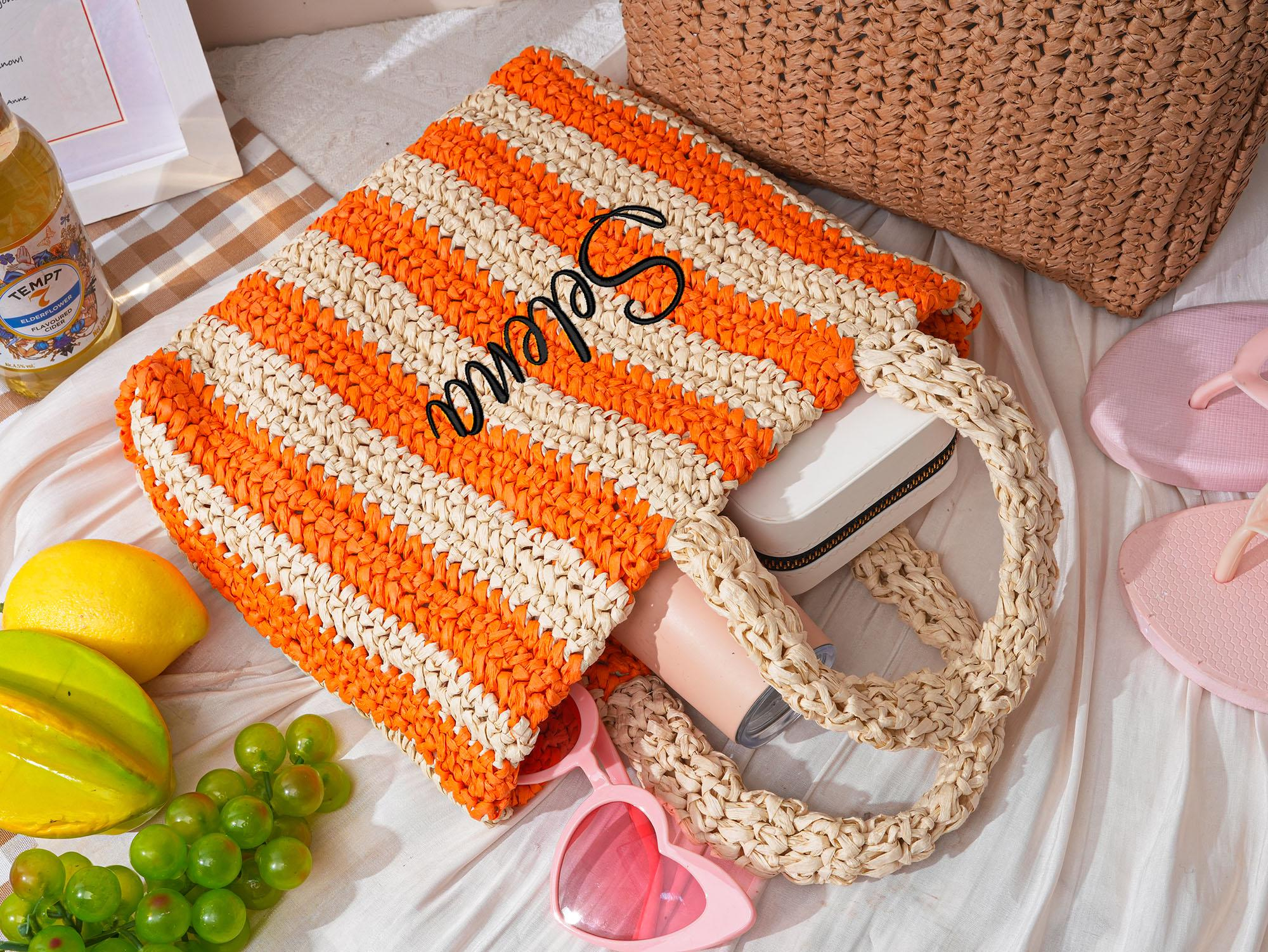 Personalized Embroidery Name Beach Straw Bag