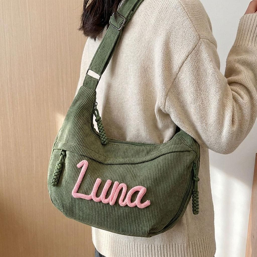 Personalized Corduroy Crossbody Bag