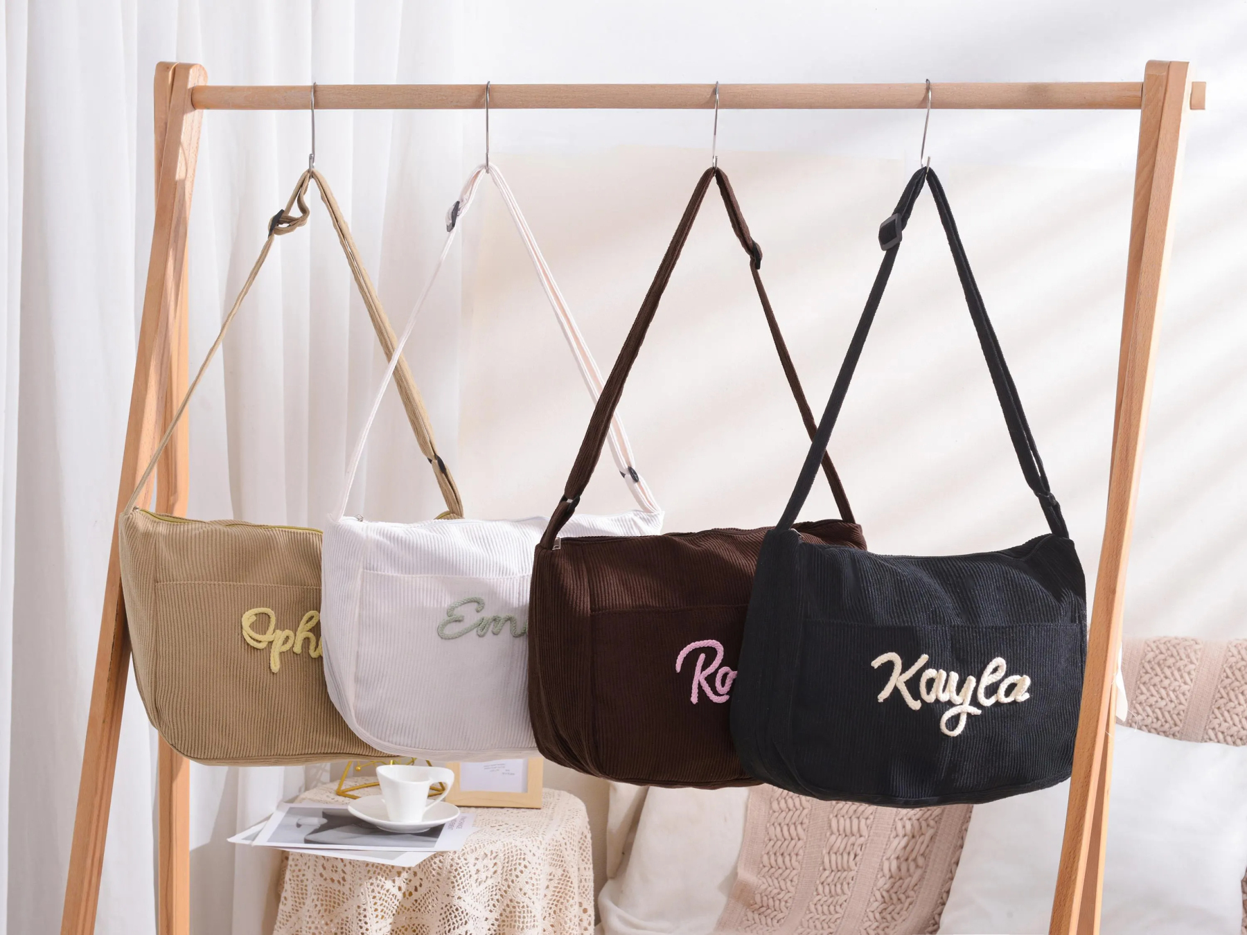 Personalized Retro Corduroy Bag