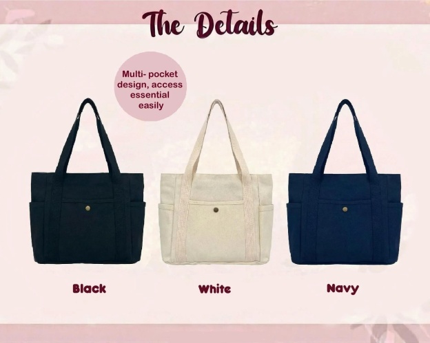 Personalized Embroidered Name Cotton Canvas Tote Bag