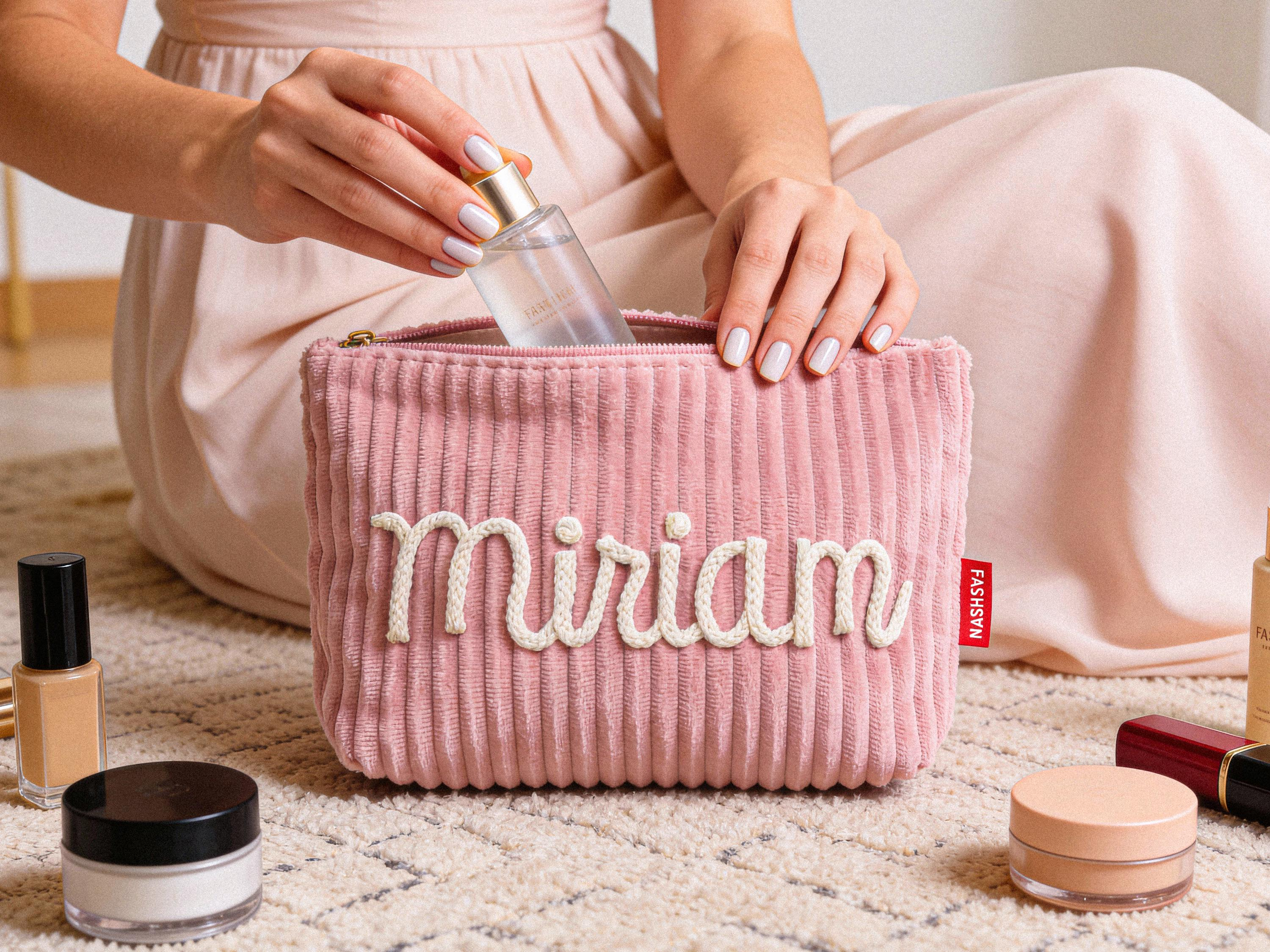 Personalized Name Corduroy Makeup Bag