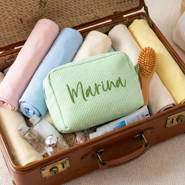Personalized Embroidered Makeup Bag with Name
