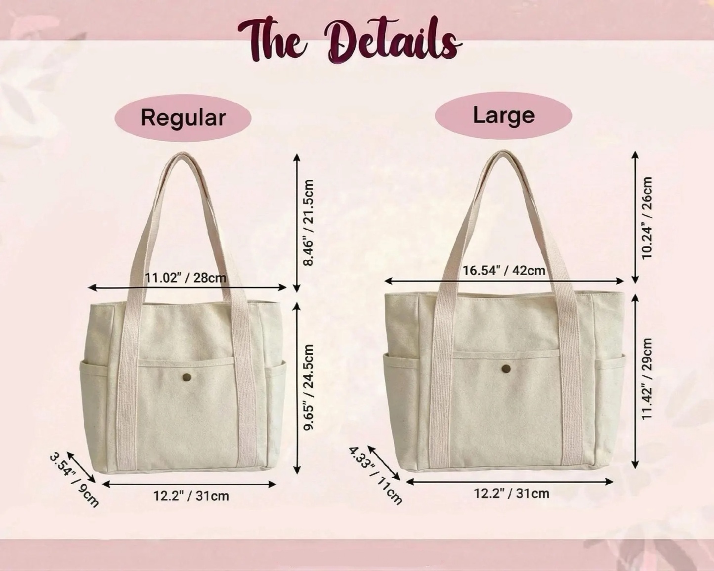 Personalized Embroidered Name Cotton Canvas Tote Bag