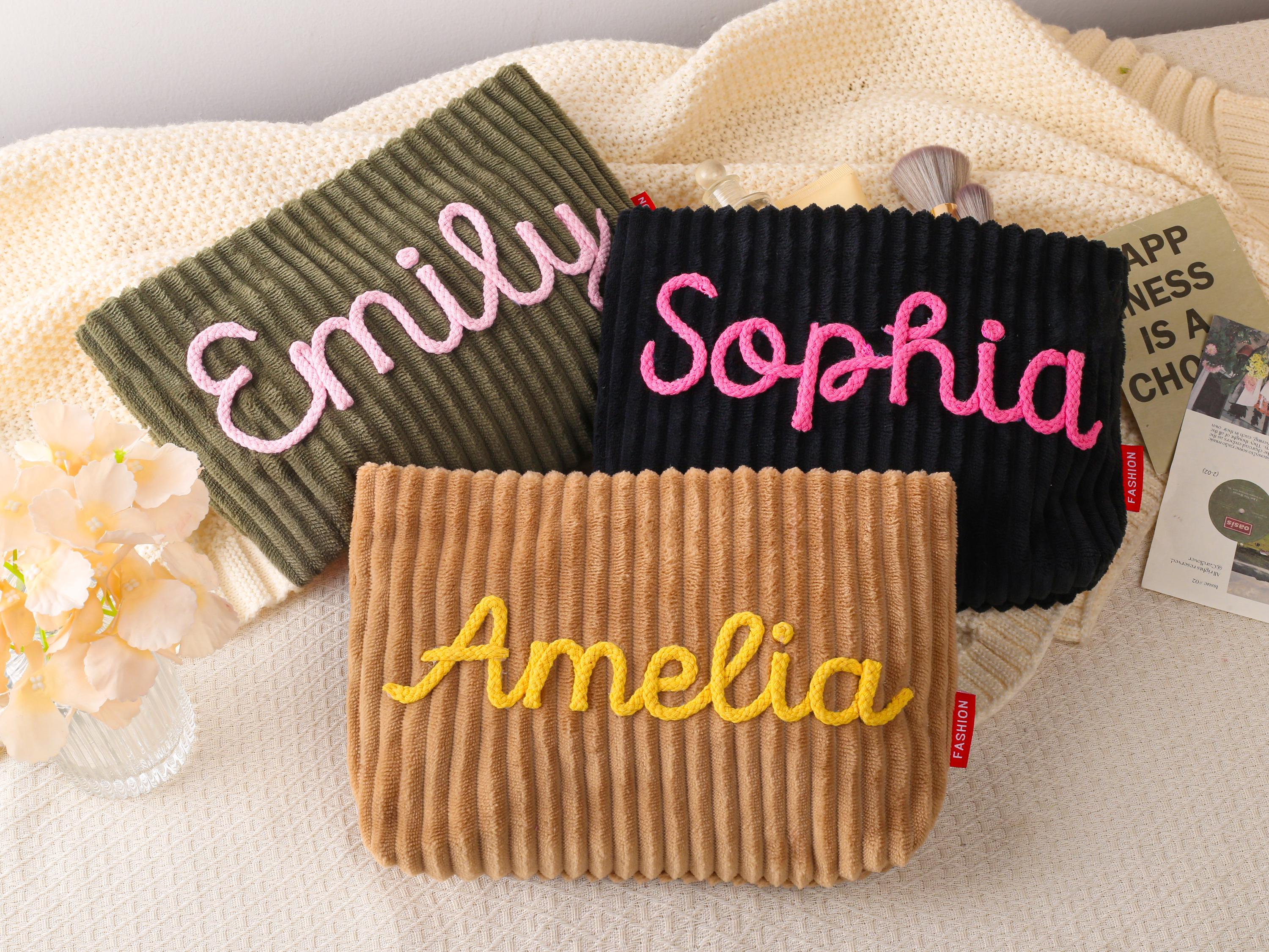 Personalized Name Corduroy Makeup Bag