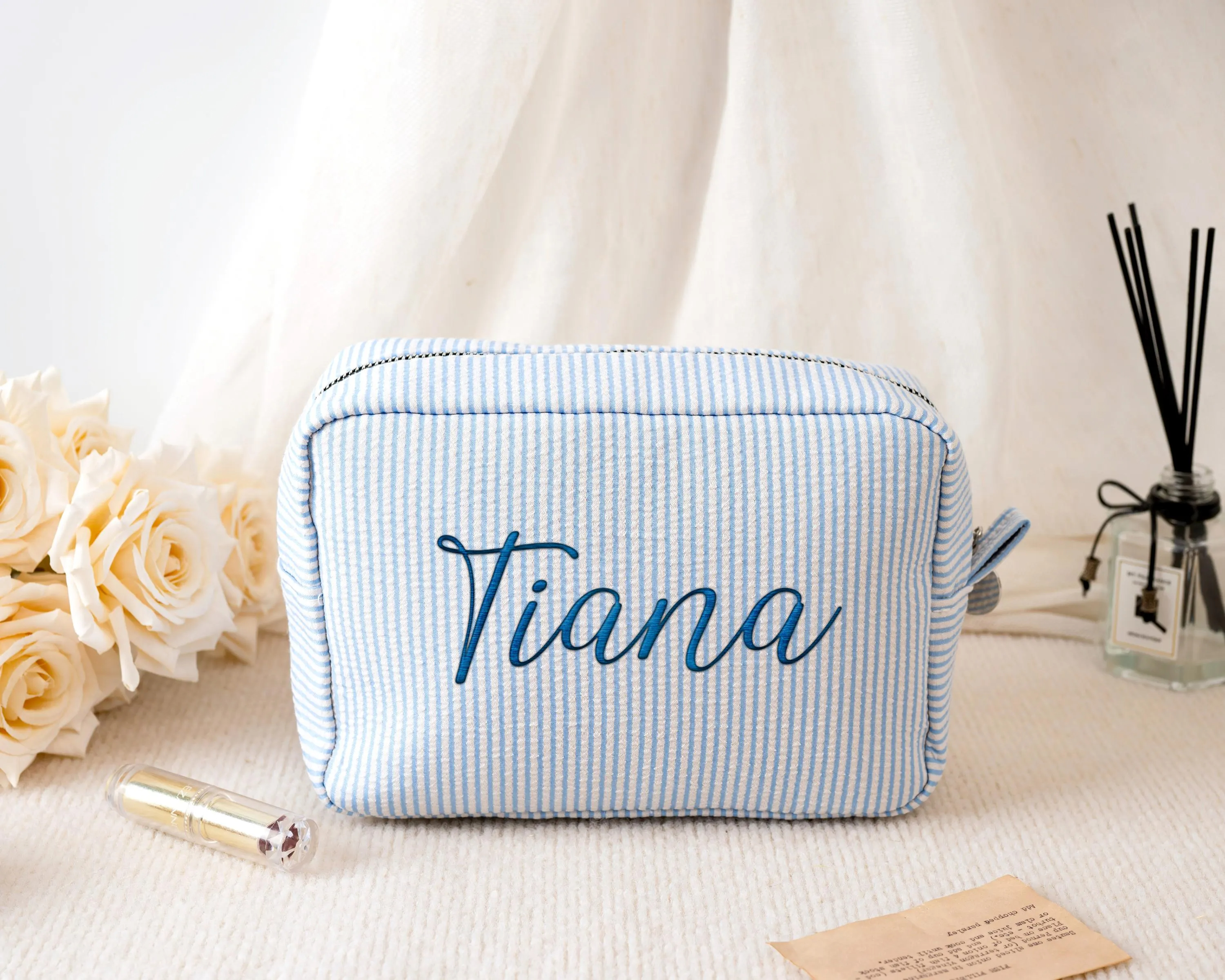 Personalized Embroidered Makeup Bag with Name