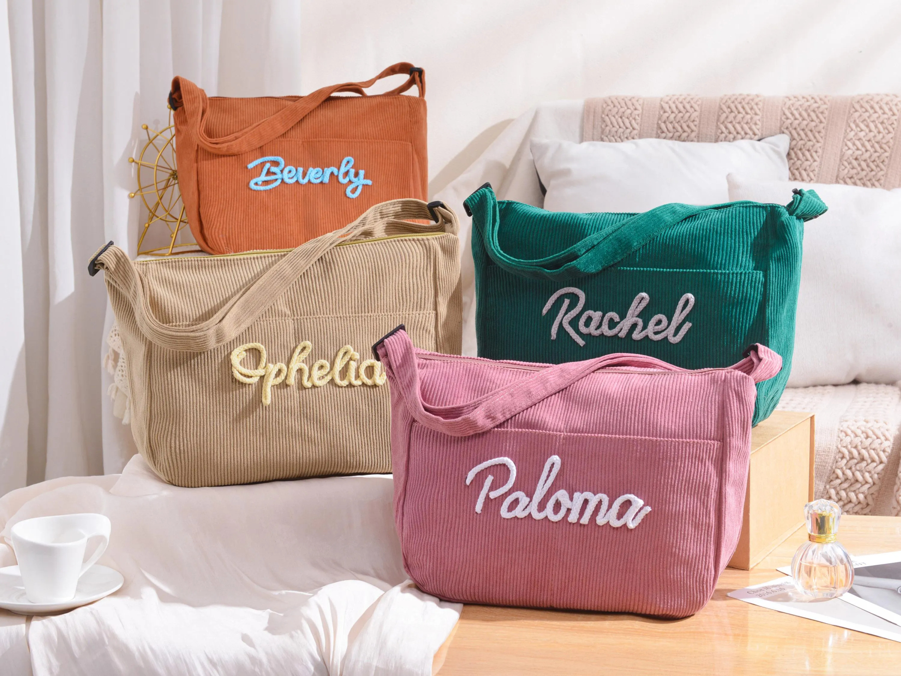 Personalized Retro Corduroy Bag