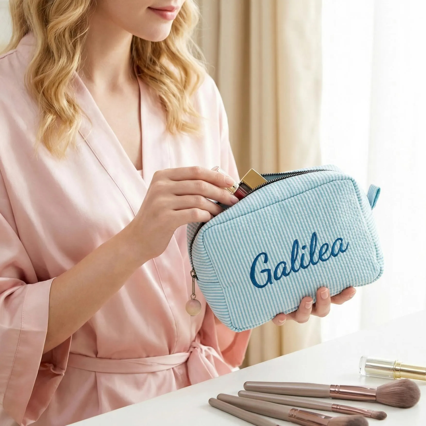 Personalized Embroidered Makeup Bag with Name
