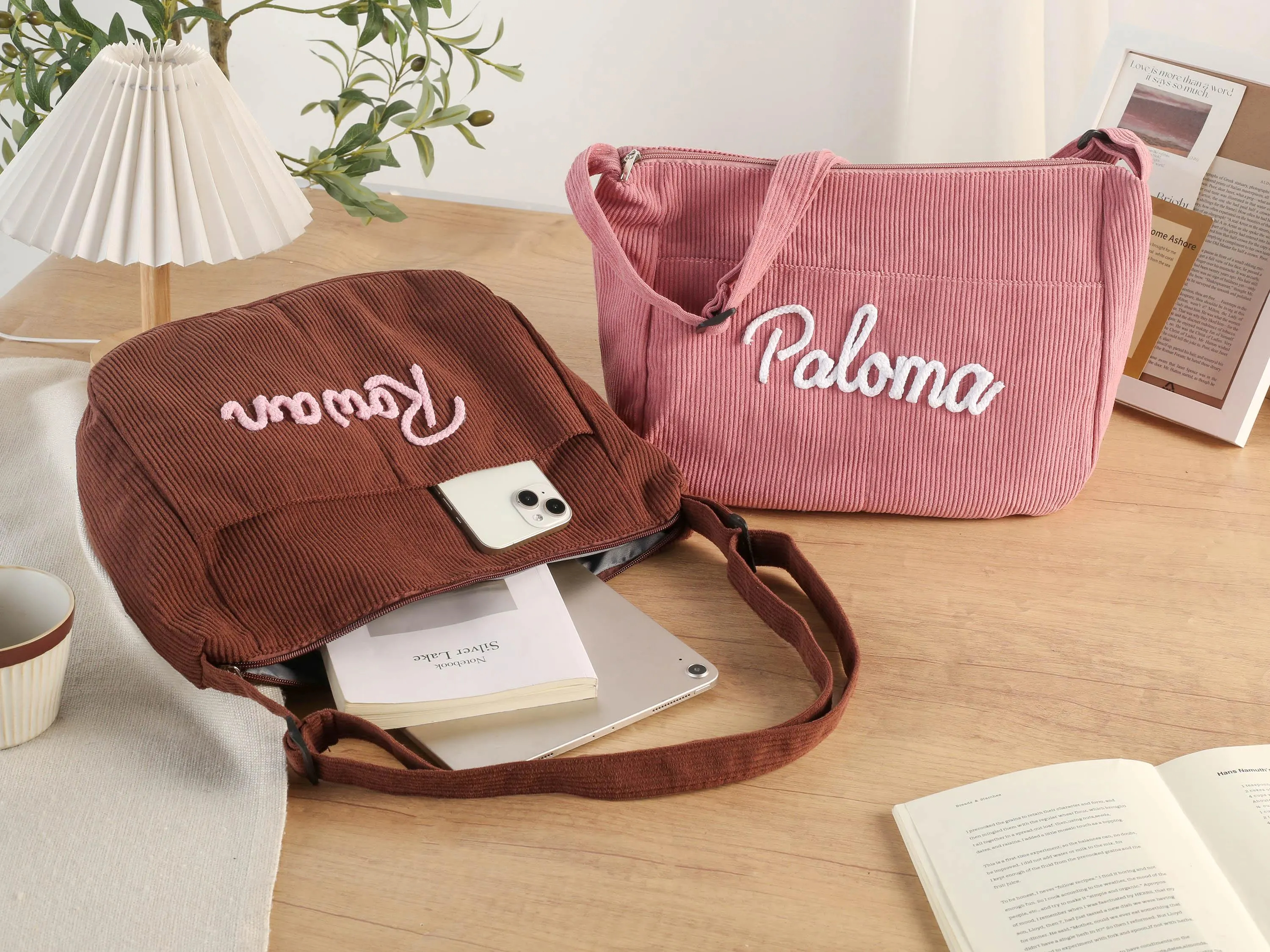 Personalized Retro Corduroy Bag
