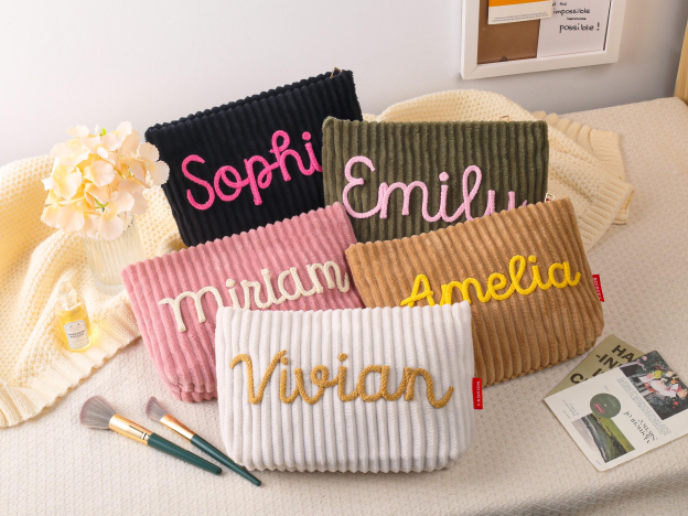 Personalized Name Corduroy Makeup Bag