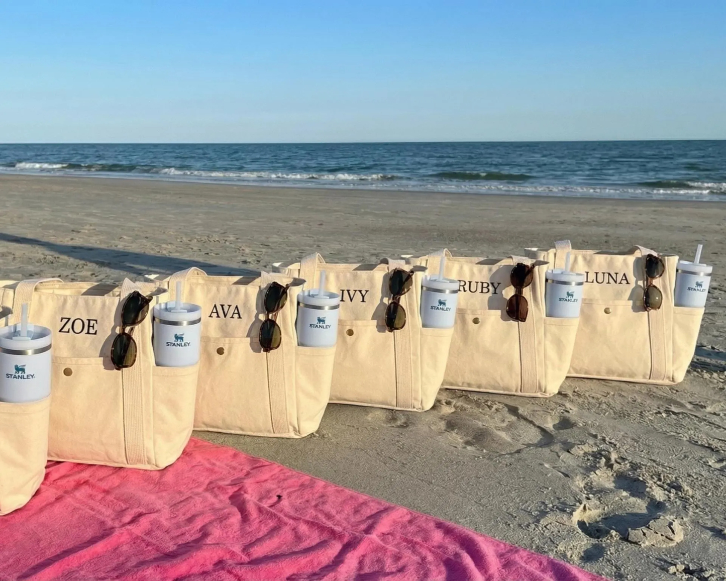 Personalized Embroidered Name Cotton Canvas Tote Bag