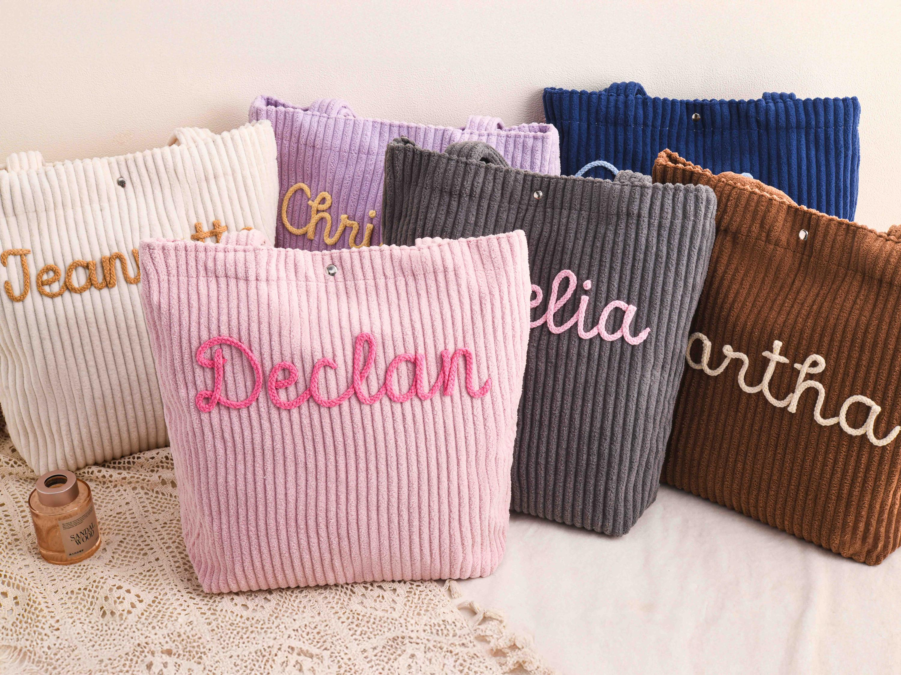 Personalized Embroidered Corduroy Tote
