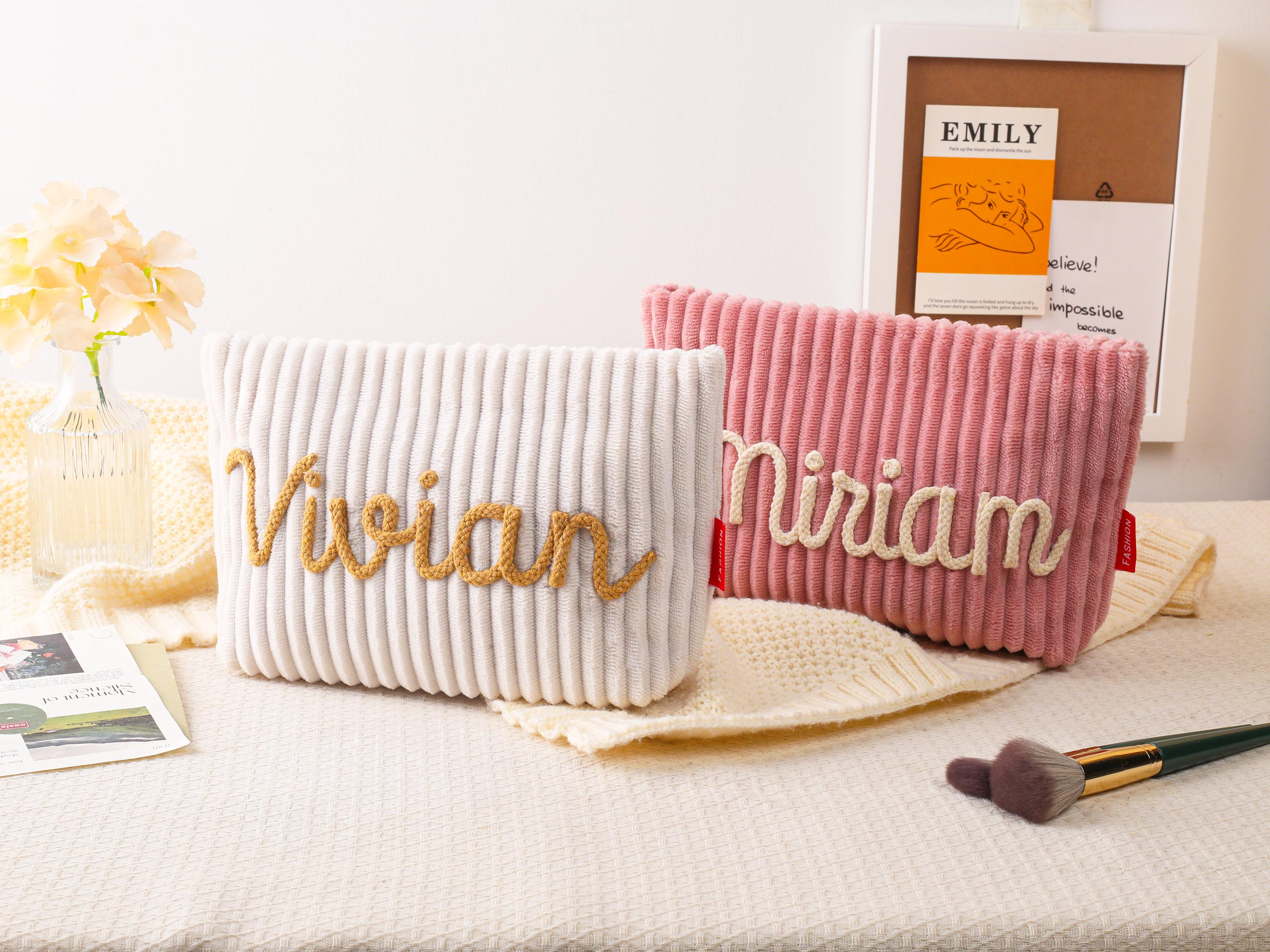 Personalized Name Corduroy Makeup Bag