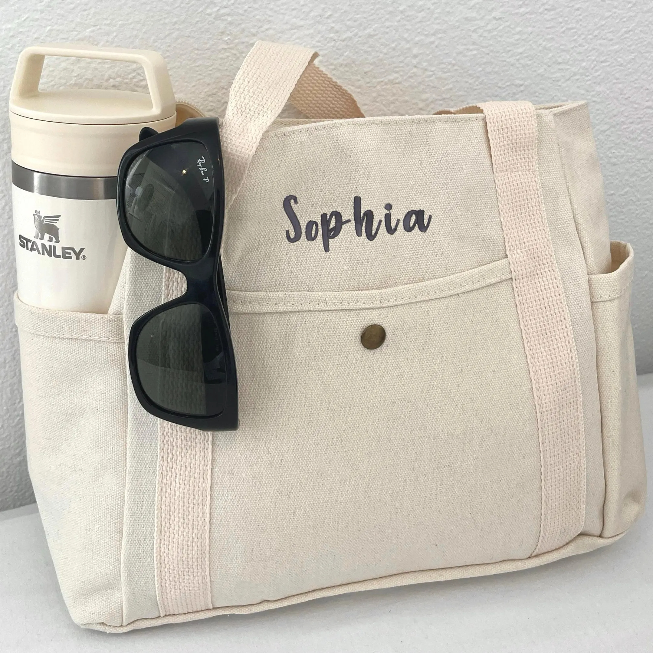 Personalized Embroidered Name Cotton Canvas Tote Bag