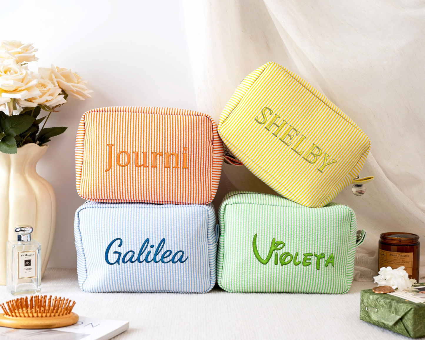 Personalized Embroidered Makeup Bag with Name