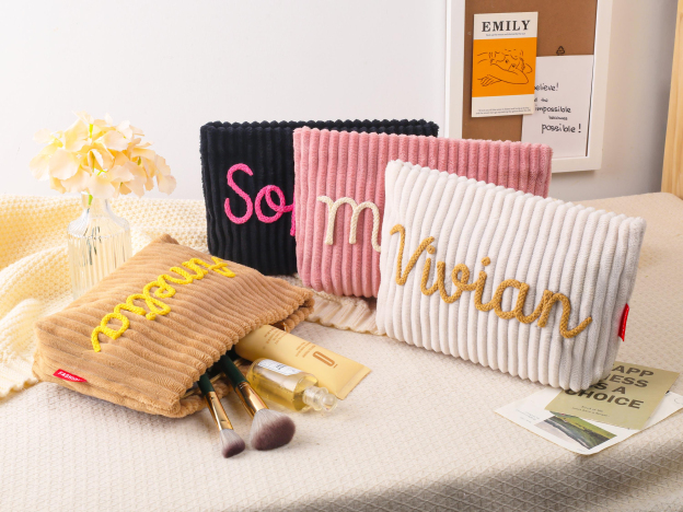 Personalized Name Corduroy Makeup Bag
