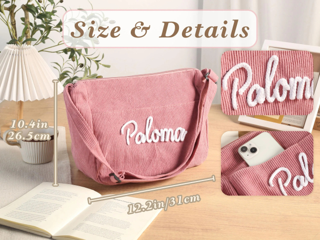 Personalized Retro Corduroy Bag