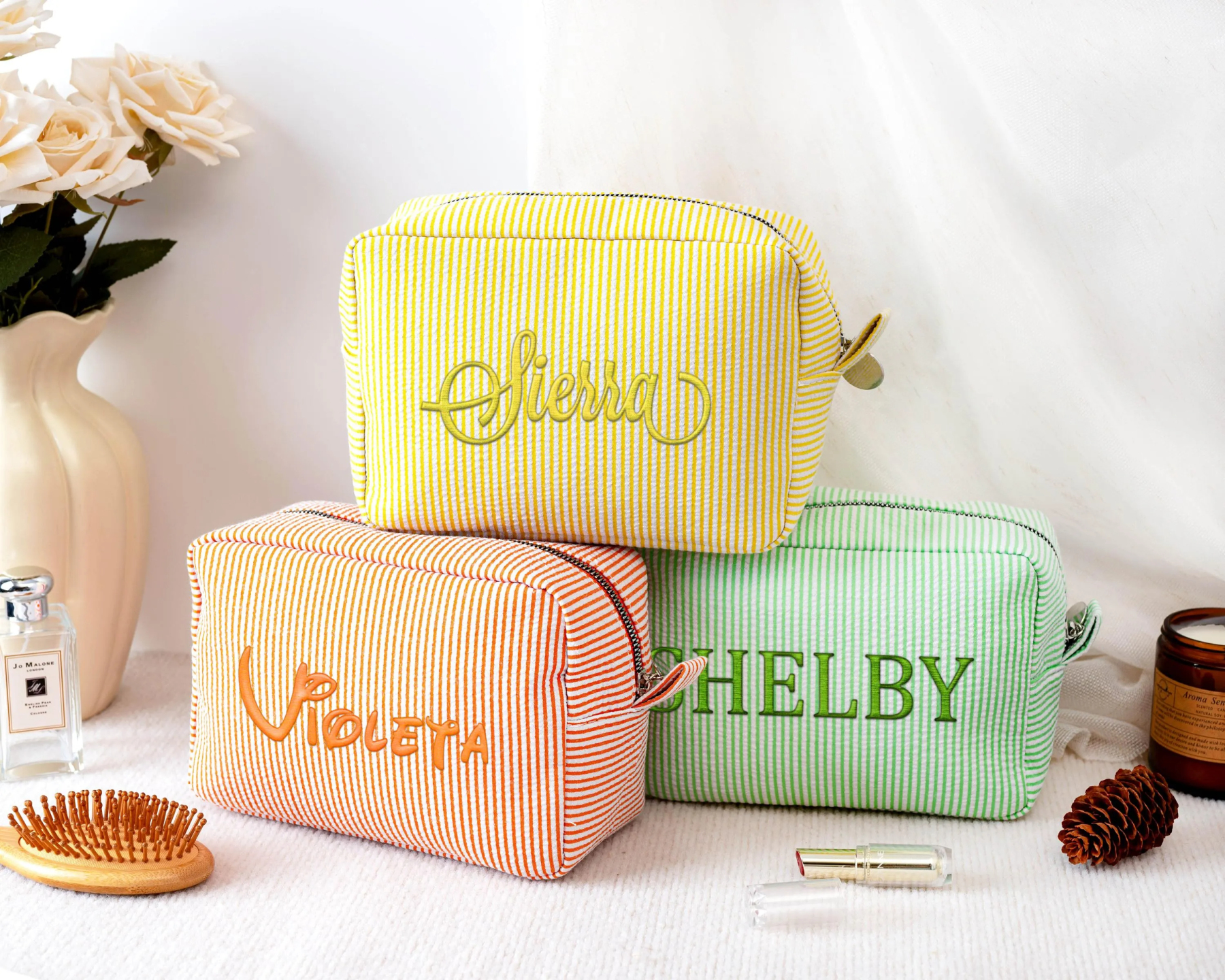 Personalized Embroidered Makeup Bag with Name