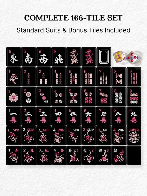 Midnight Pearl Quilted Handcrafted Resin Mahjong Tiles