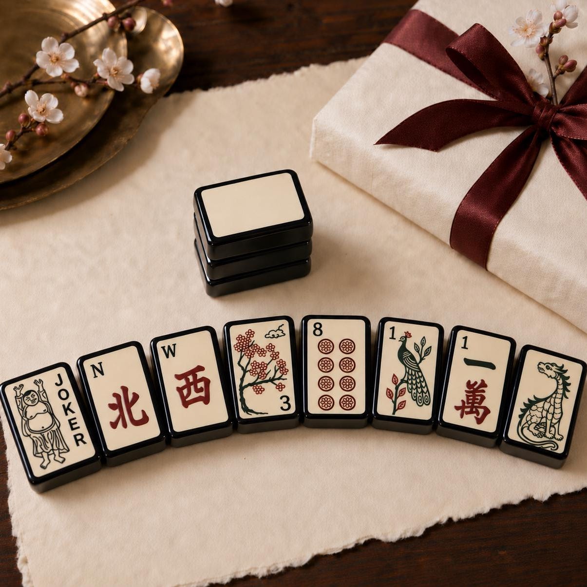 Ebony & Ivory American Mahjong Tiles