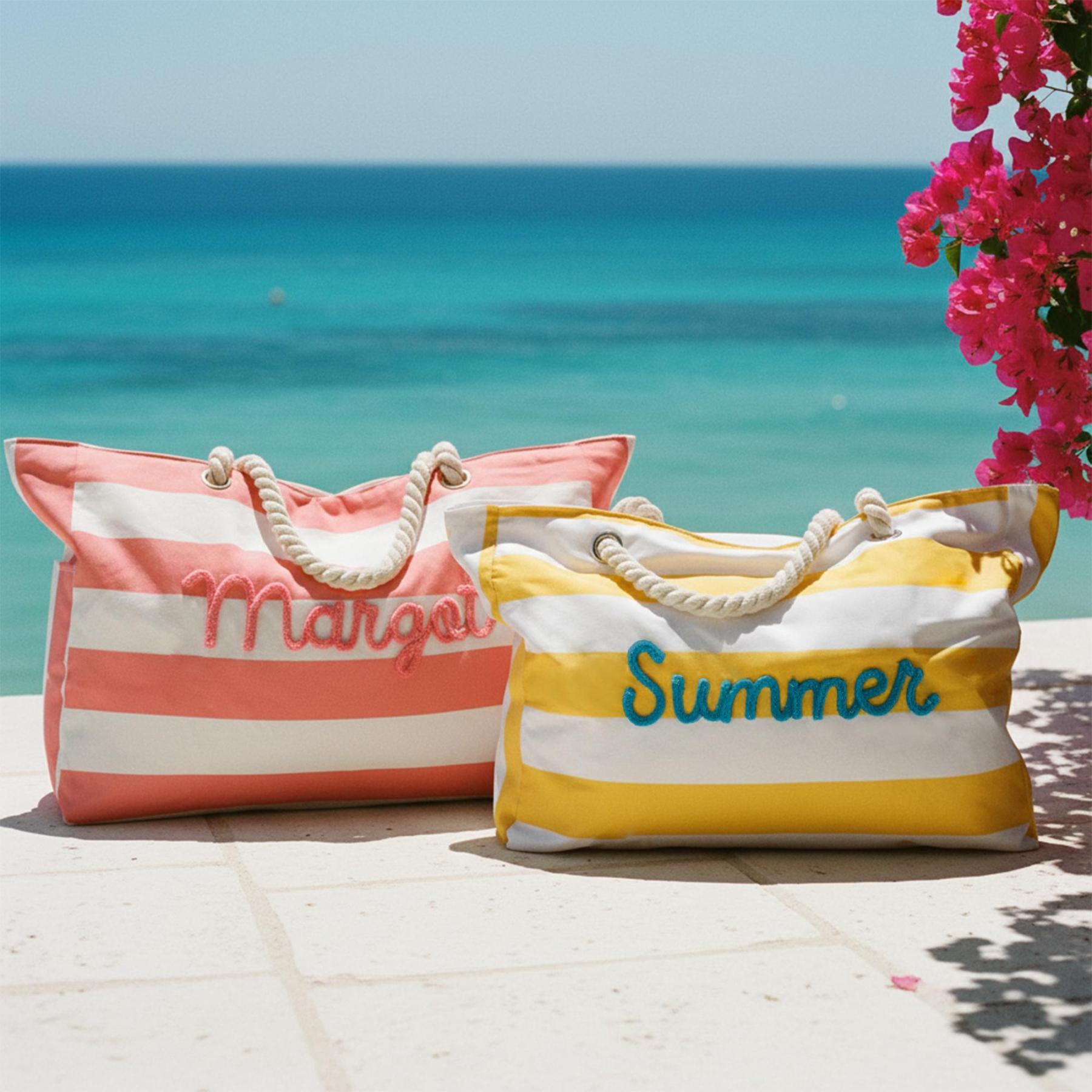 Personalized Beach Tote Bag with Zipper