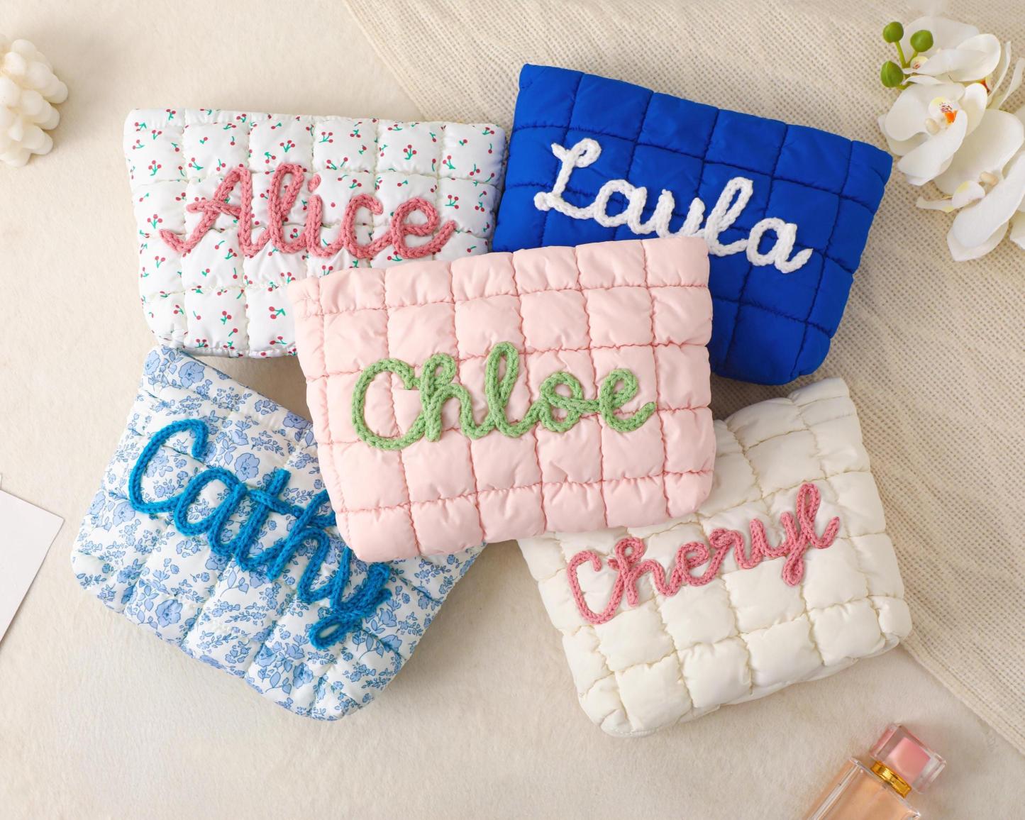 Personalized Quilted Nylon Makeup Bag