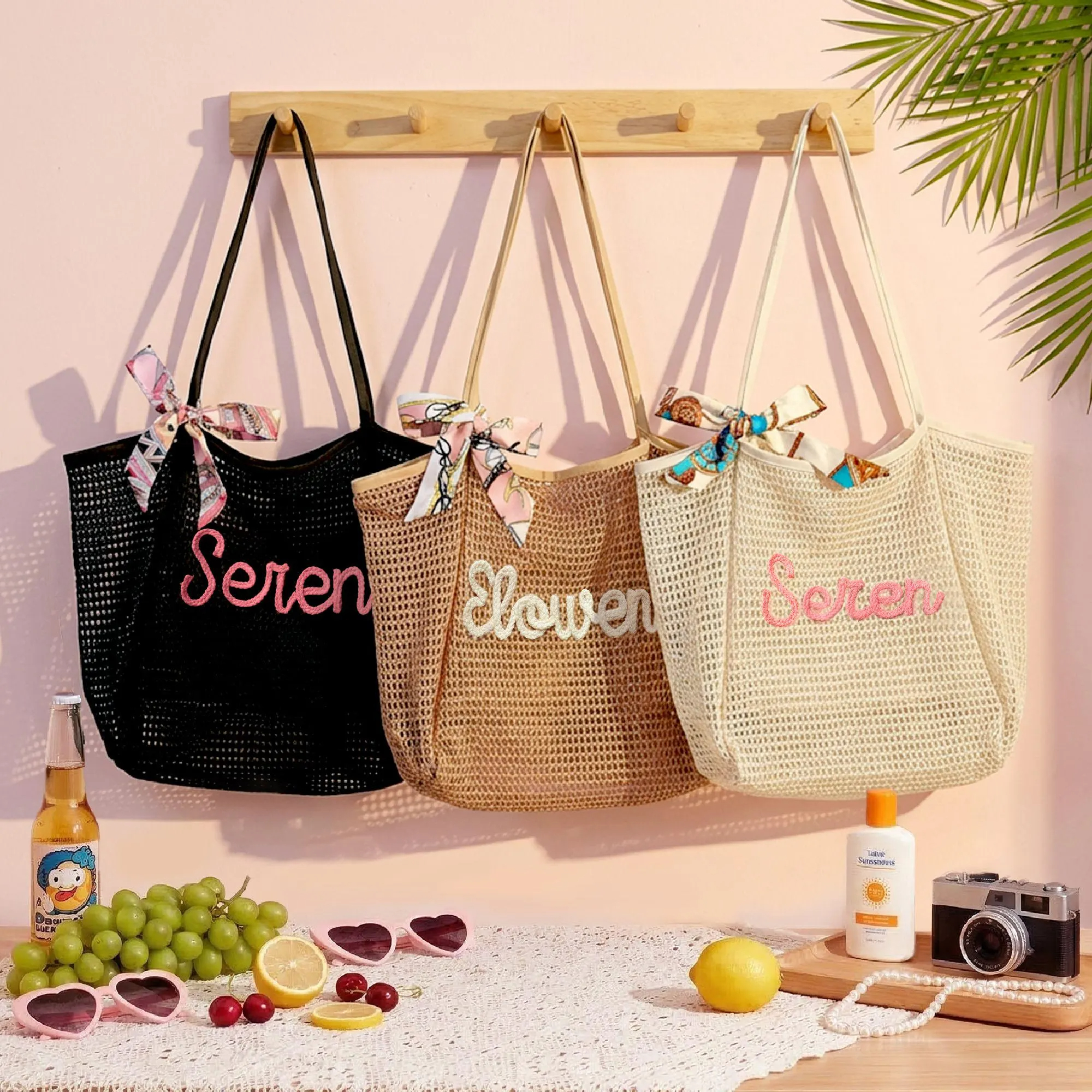 Custom Beach Bag Personalized Mesh Tote Bag