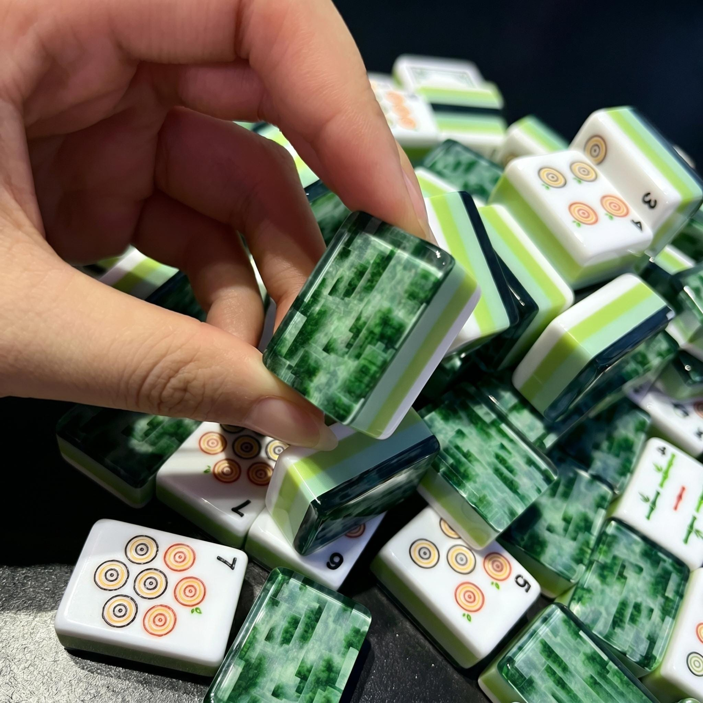 Ink Jade Bamboo Mahjong Tiles