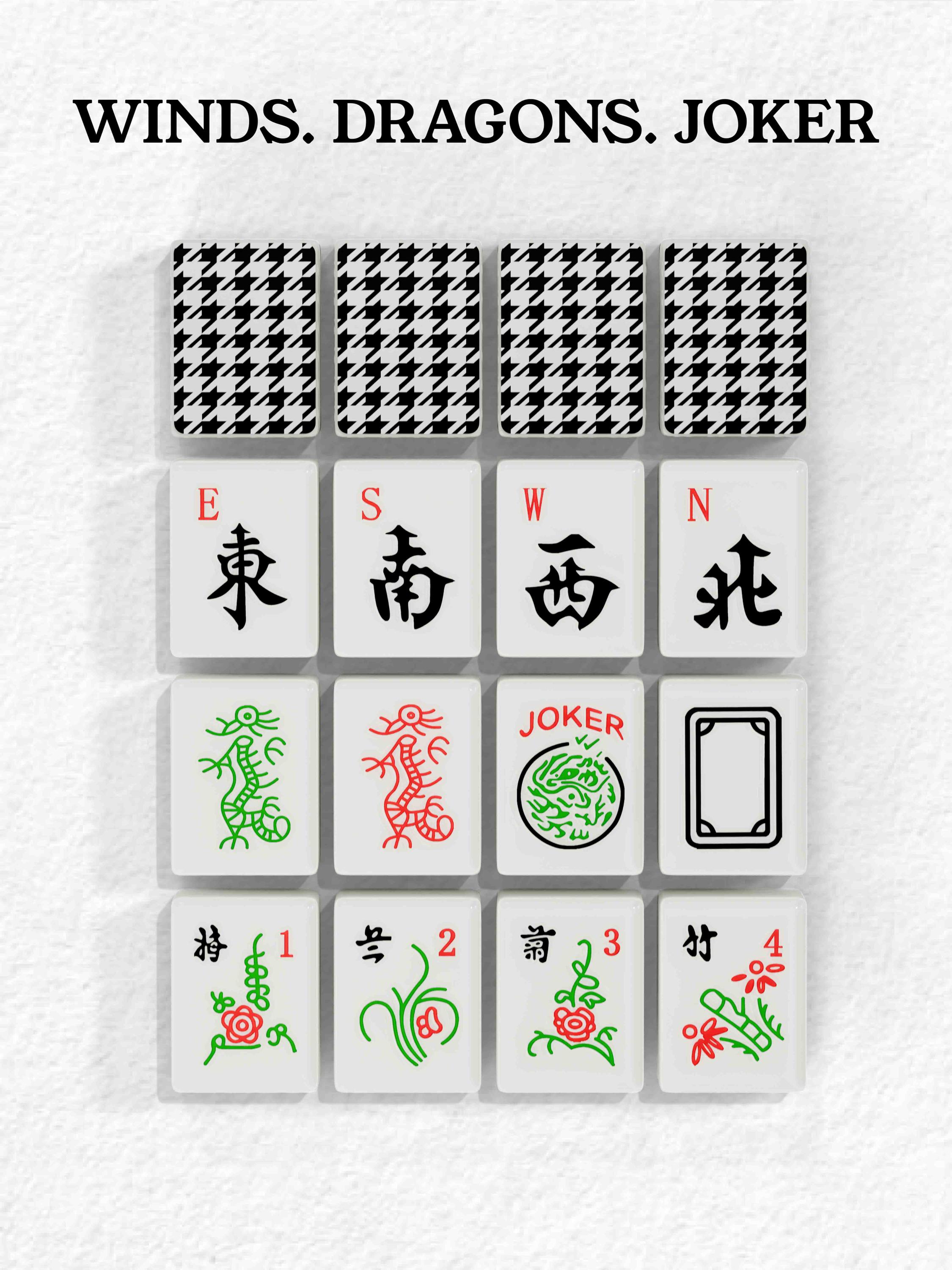 Houndstooth Handcrafted Resin Mahjong Tiles