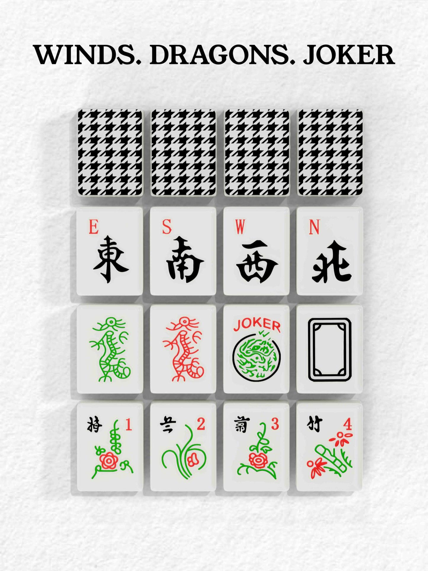 Houndstooth Handcrafted Resin Mahjong Tiles
