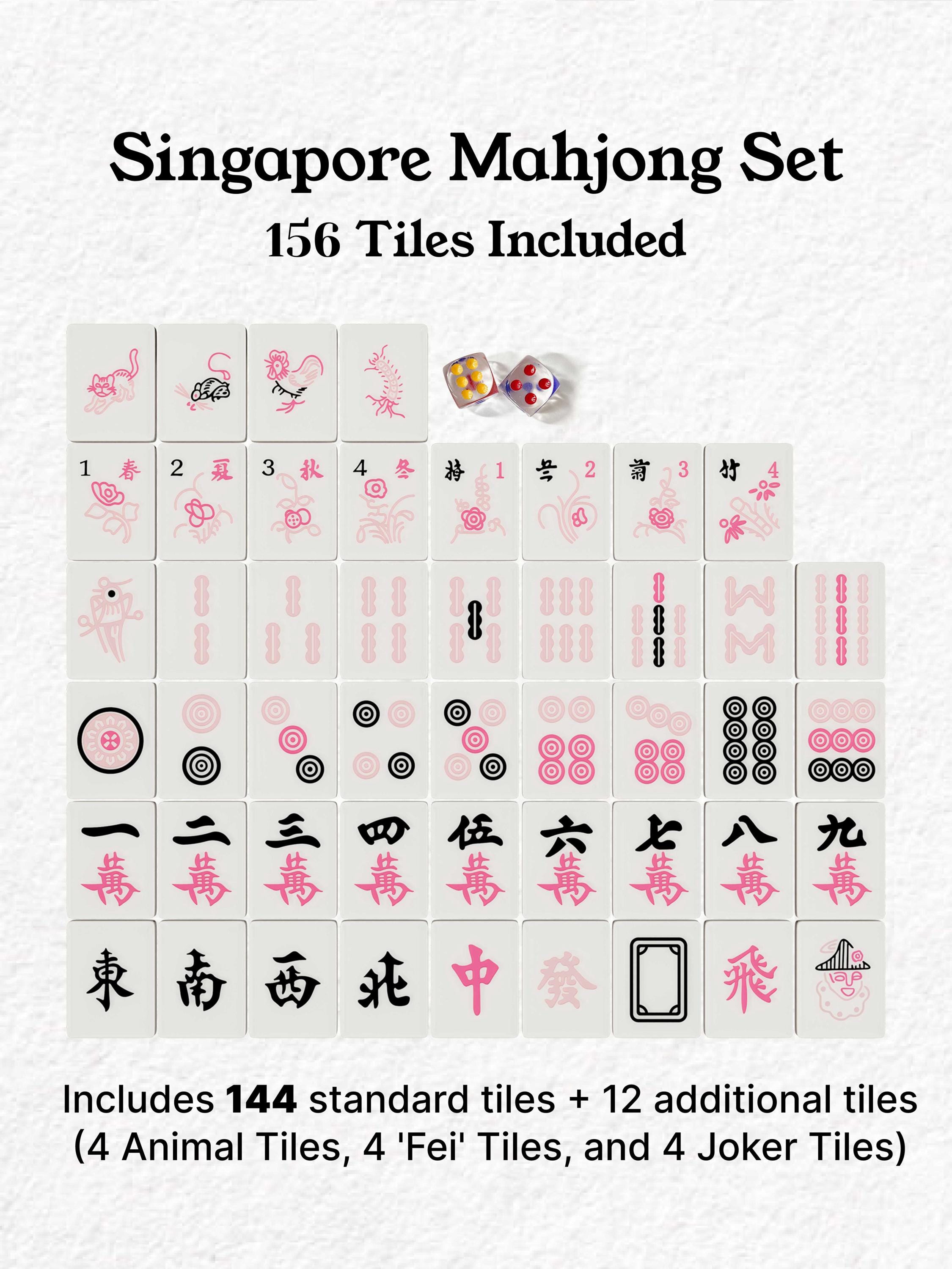 Blush Sakura Handcrafted Resin Singapore Mahjong Tiles
