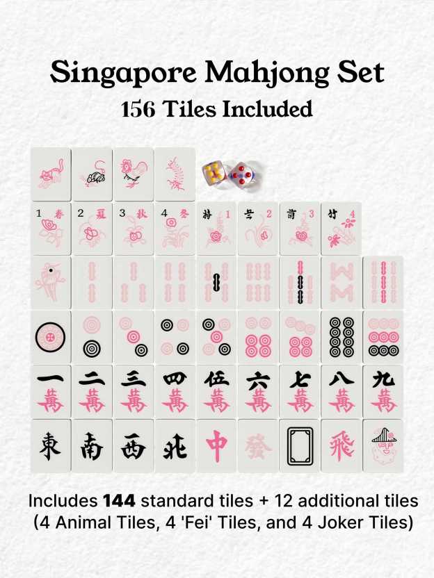 Blush Sakura Handcrafted Resin Singapore Mahjong Tiles