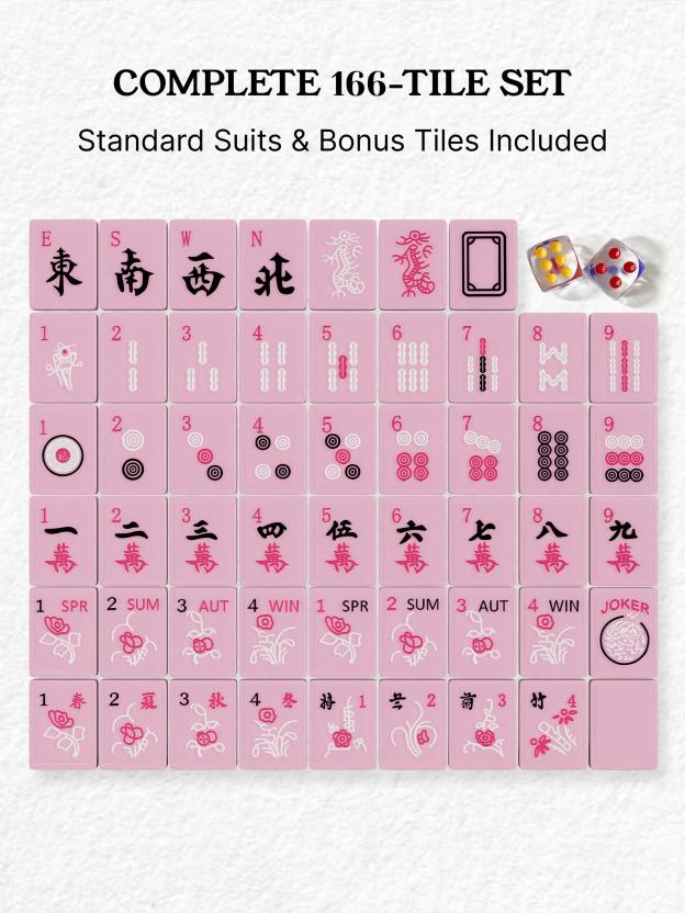 Blush Pearl Quilted Handcrafted Resin Mahjong Tiles