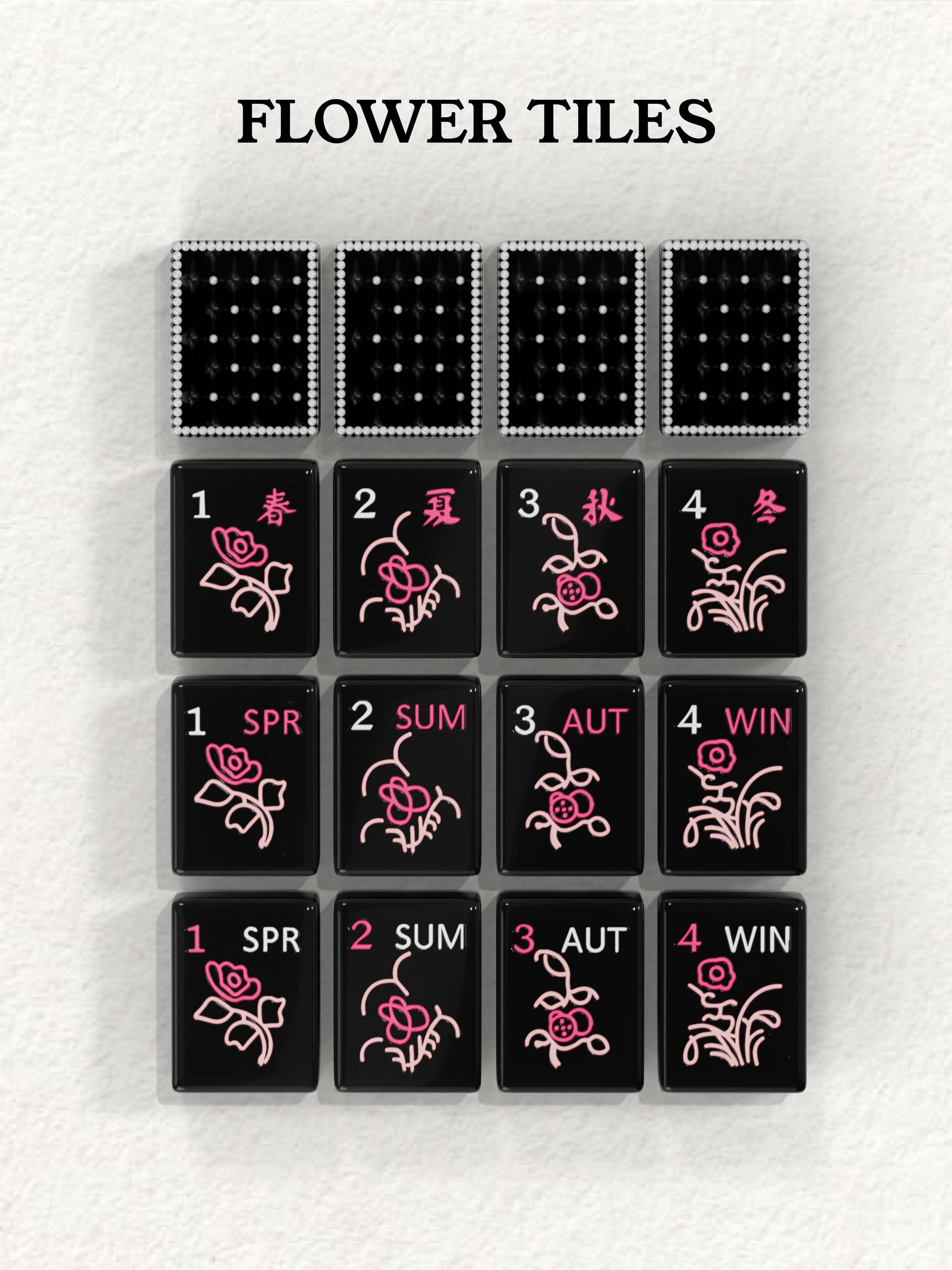 Midnight Pearl Quilted Handcrafted Resin Mahjong Tiles