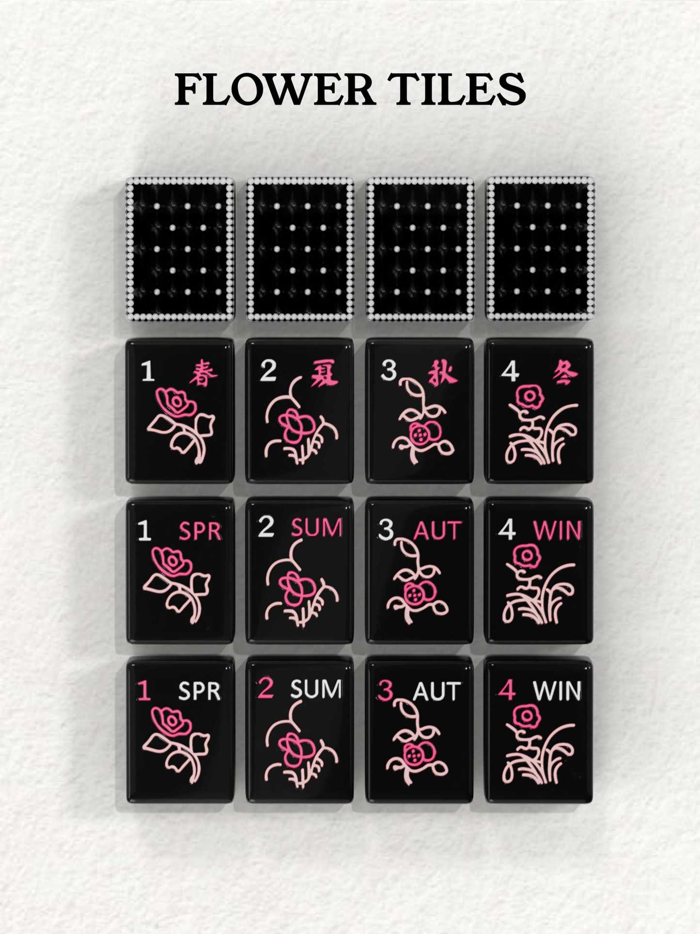 Midnight Pearl Quilted Handcrafted Resin Mahjong Tiles